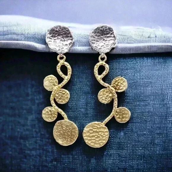 🆕️Turkish Artisan 18K Gold Plated Brass Handcrafted Luxury  Statement Earrings - Picture 13 of 14